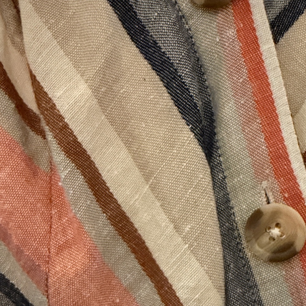 Express XS Linen Blend Striped Midi Dress in Blue, Coral, Cream and Tan - Picture 10 of 10